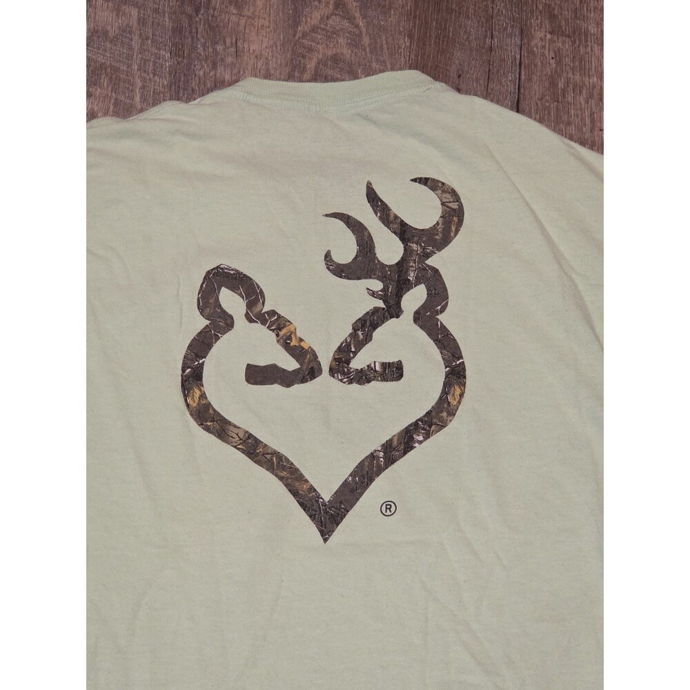 Browning Women's T Shirt Size Large L Green Short Sleeve Crewneck Cotton Hunting